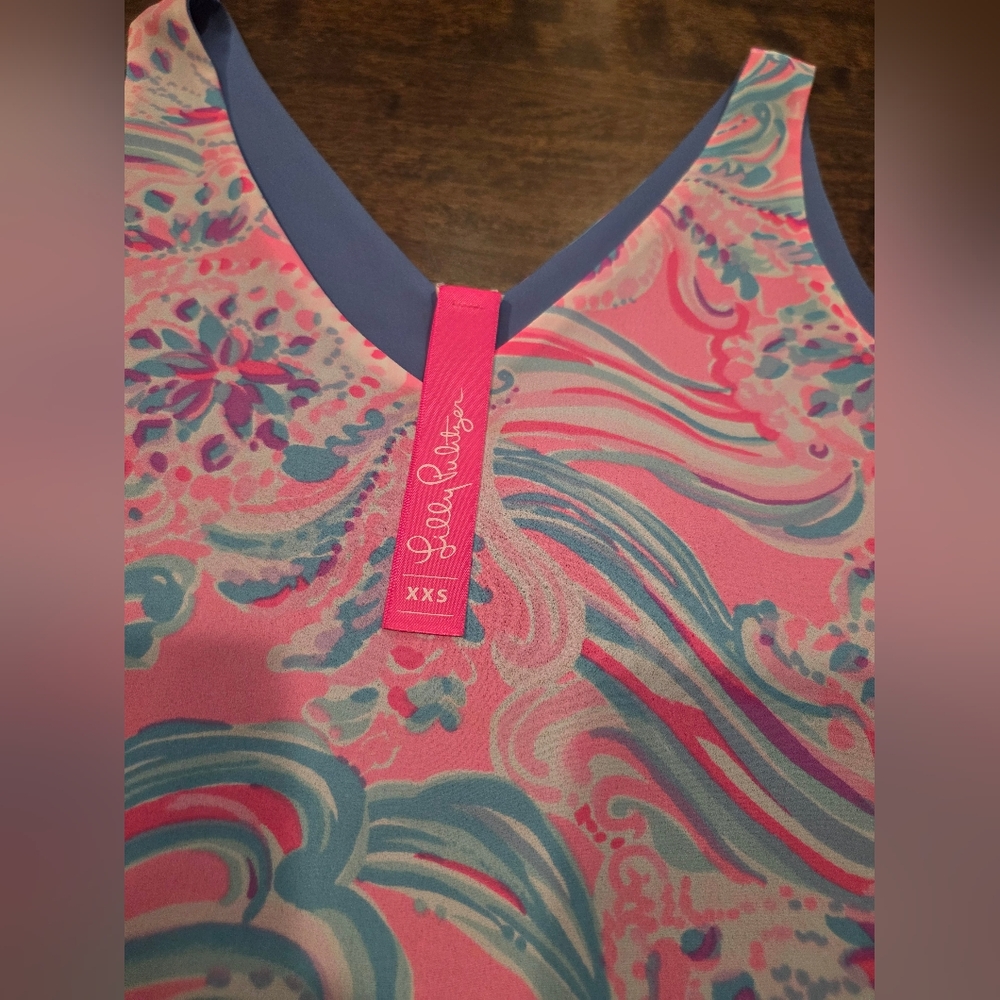 Lilly Pulitzer Florin Reverisble Pink Blue Sleeveless Blouse XXS - Picture 9 of 10